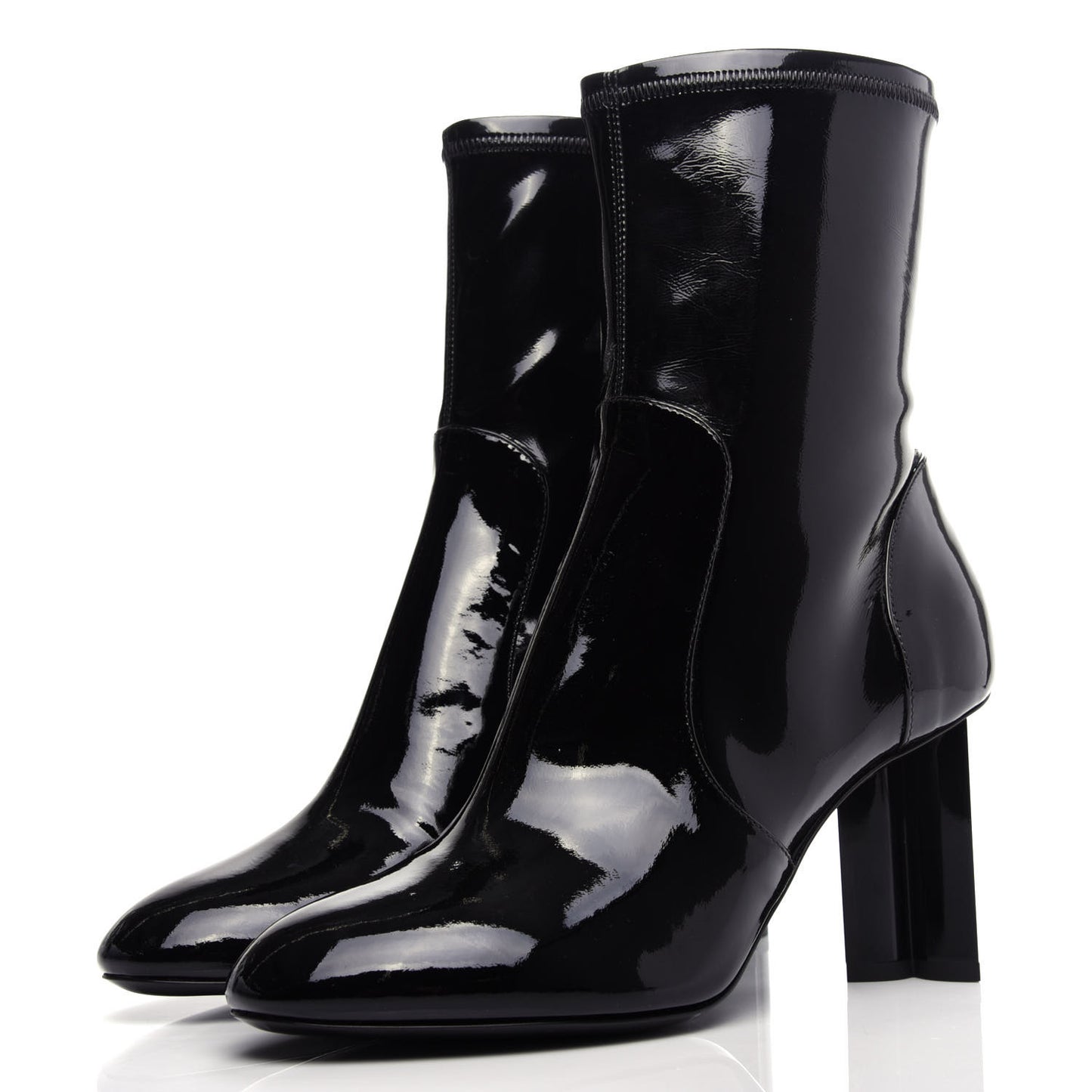 Patent Silhouette Ankle Boots 38 Black