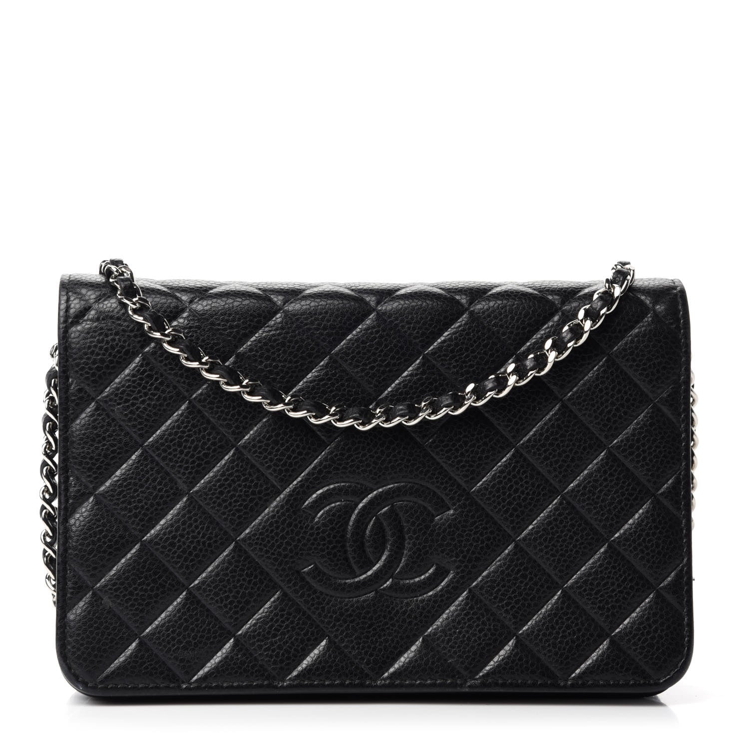 Chanel Caviar Quilted Diamond CC Wallet On Chain WOC Black 1 of 13