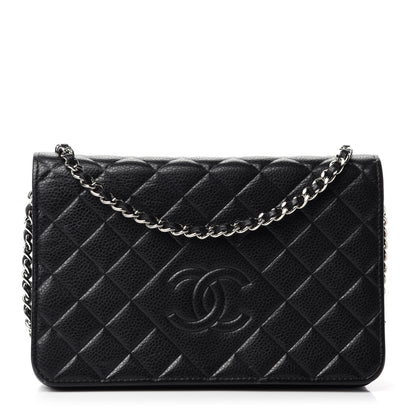 Chanel Caviar Quilted Diamond CC Wallet On Chain WOC Black 1 of 13