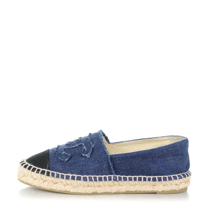 Chanel Toile CC Espadrilles 38 Blue Black 1 of 9