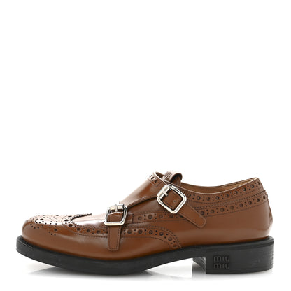 Miu Miu X CHURCH'S Calfskin Double Monk Loafer 37 Tabacco 1 of 9