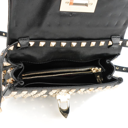 Valentino Garavani Vitello Mini Rockstud All Over Flap Saddle Crossbody Bag Black 5 of 8