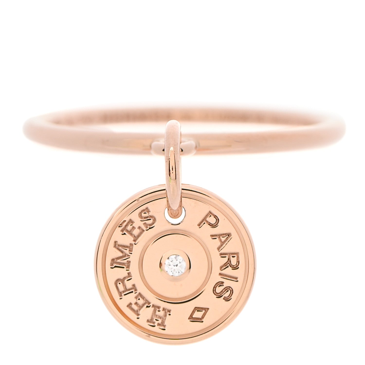 Hermes 18K Rose Gold Diamond Gambade Ring 55 7.25 1 of 6