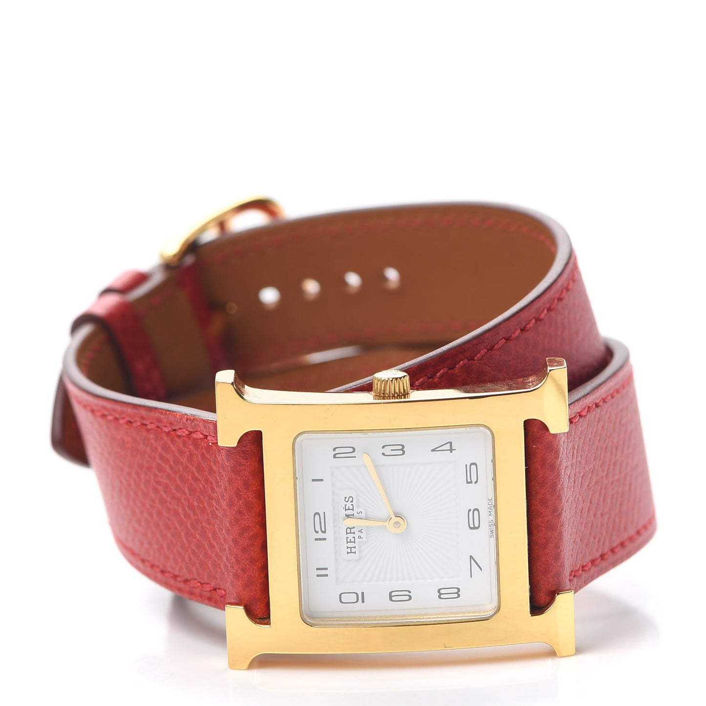 Stainless Steel Epsom 26mm Heure H Hour Double Tour Quartz Watch Rouge