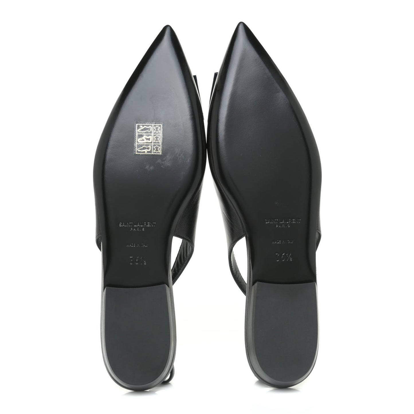 Patent Smooth Lambskin Anais Slingback Flats 36.5 Black Navy