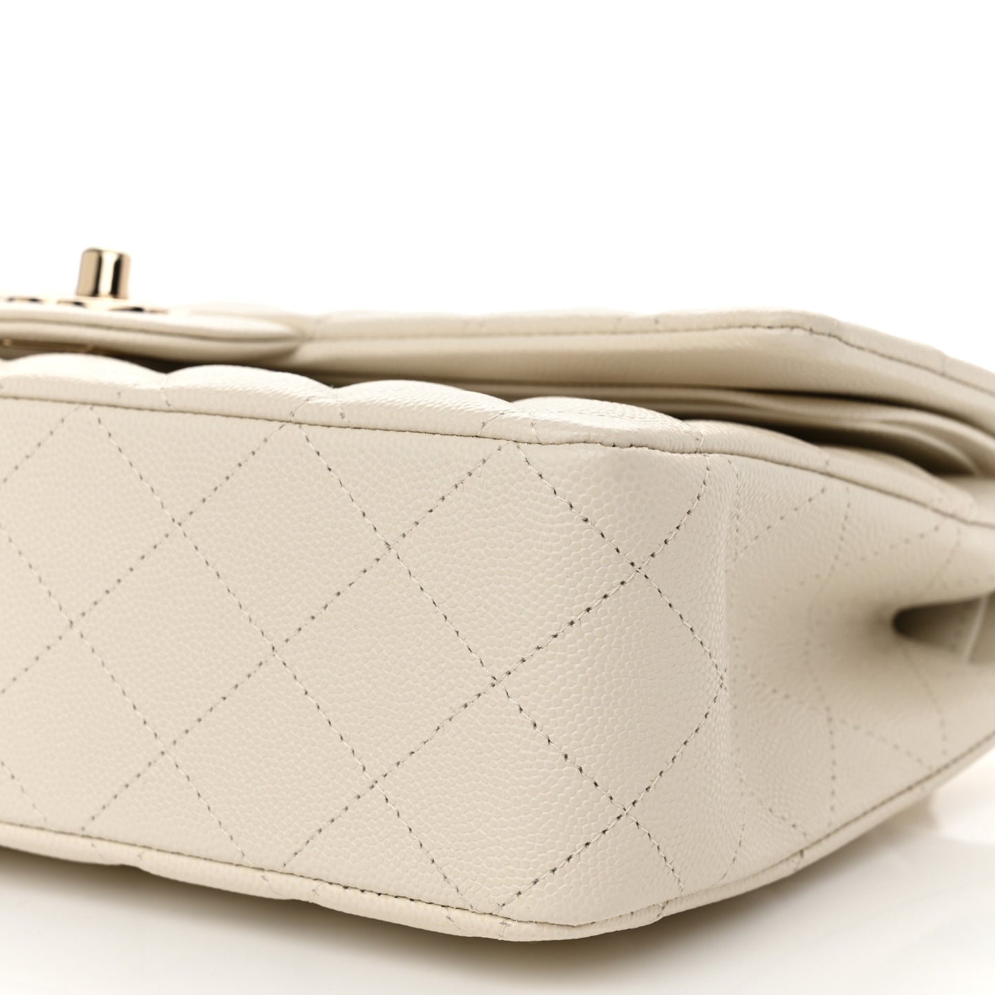 Caviar Quilted Medium Double Flap White