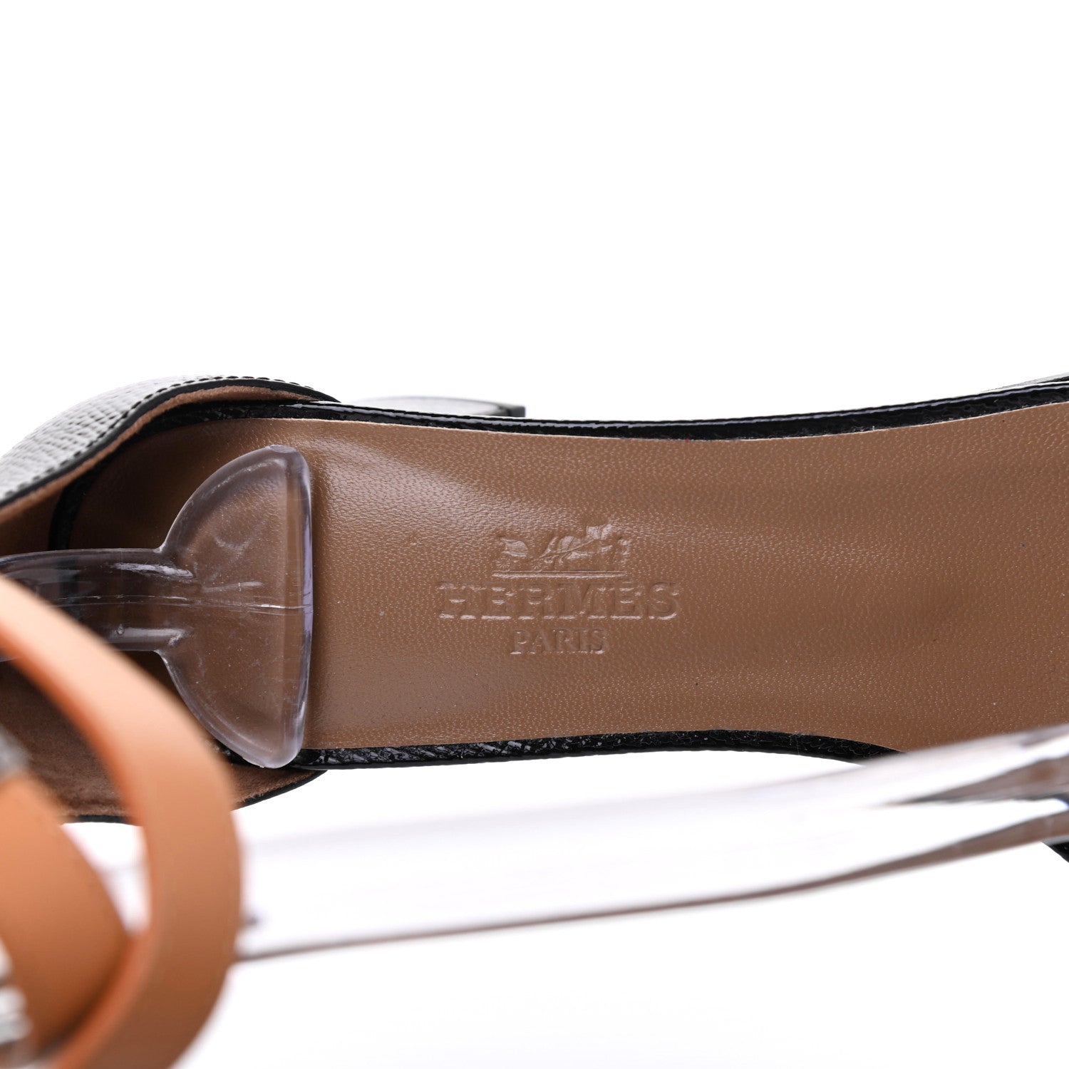 Hermes Calfskin Patent Epsom Manege Sandals 35.5 Black 7 of 8