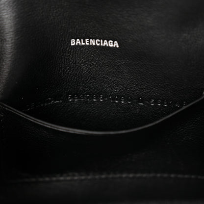 Balenciaga Grained Calfskin Logo Cash Phone Holder Wallet On Chain Black White 7 of 11