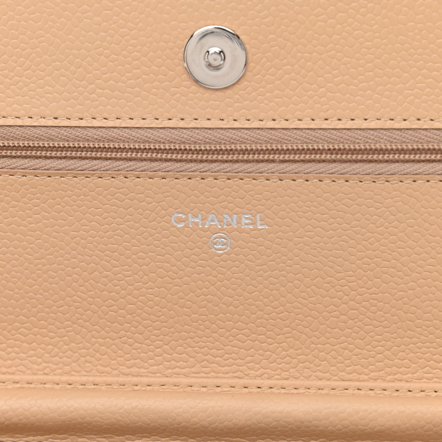Caviar Quilted Wallet On Chain WOC Beige