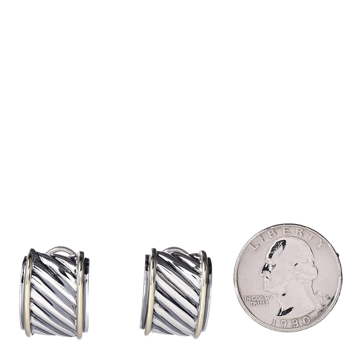 Sterling Silver 14K Yellow Gold Cable Classics Cigar Band Earrings