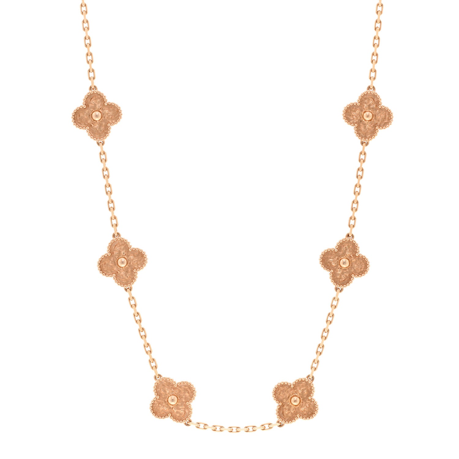 Van Cleef & Arpels 18K Rose Gold 10 Motifs Vintage Alhambra Necklace 1 of 6