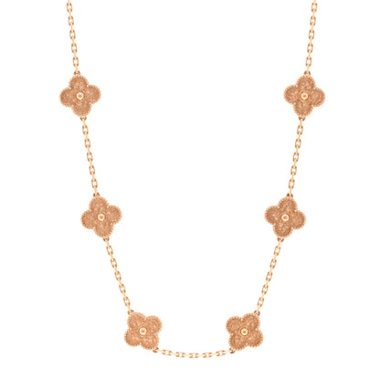 Van Cleef & Arpels 18K Rose Gold 10 Motifs Vintage Alhambra Necklace 1 of 6