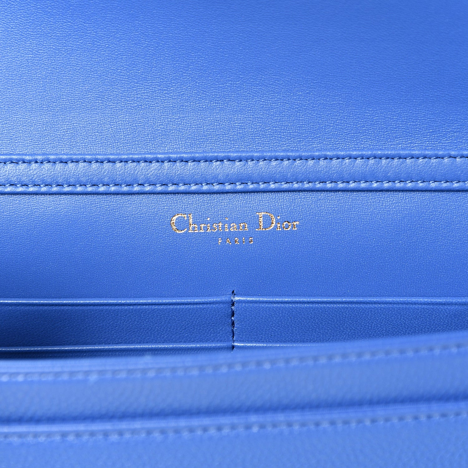 Christian Dior Grained Calfskin Diorama Wallet on Chain Pouch Blue 5 of 10