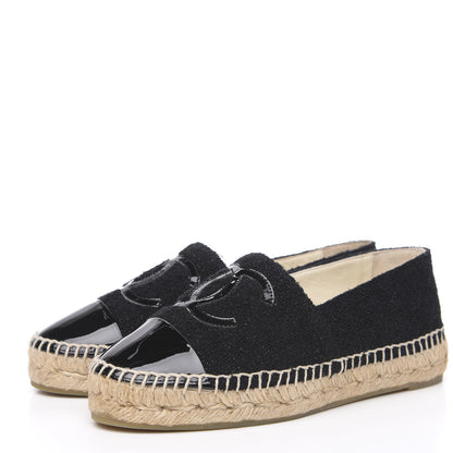 Chanel Fabric Patent Calfskin CC Espadrilles 36 Black 3 of 10