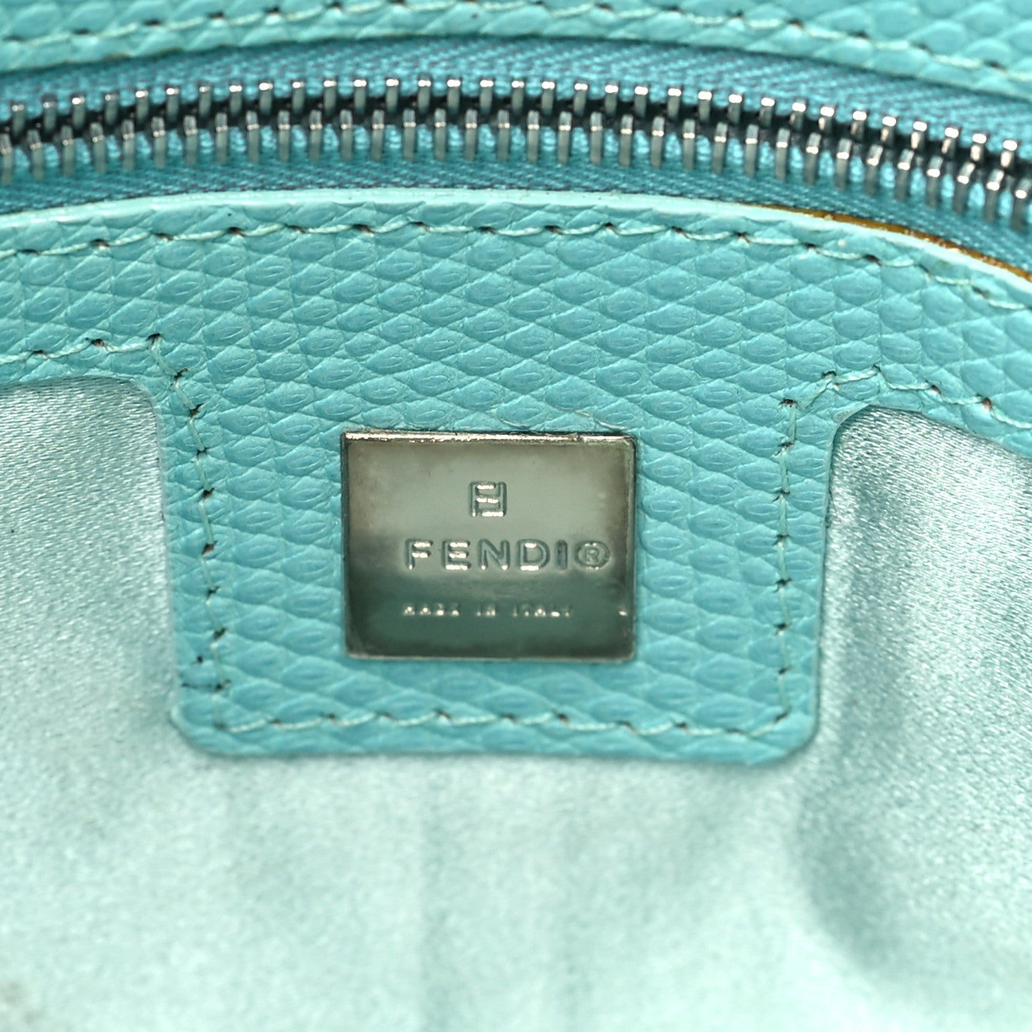Fendi Fabric Lizard Crystal Embroidered Baguette Celeste 6 of 12