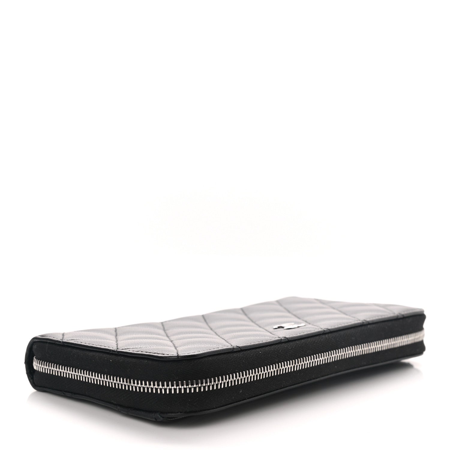 Chanel Lambskin Quilted Large Gusset Zip Around Wallet Black 4 of 9