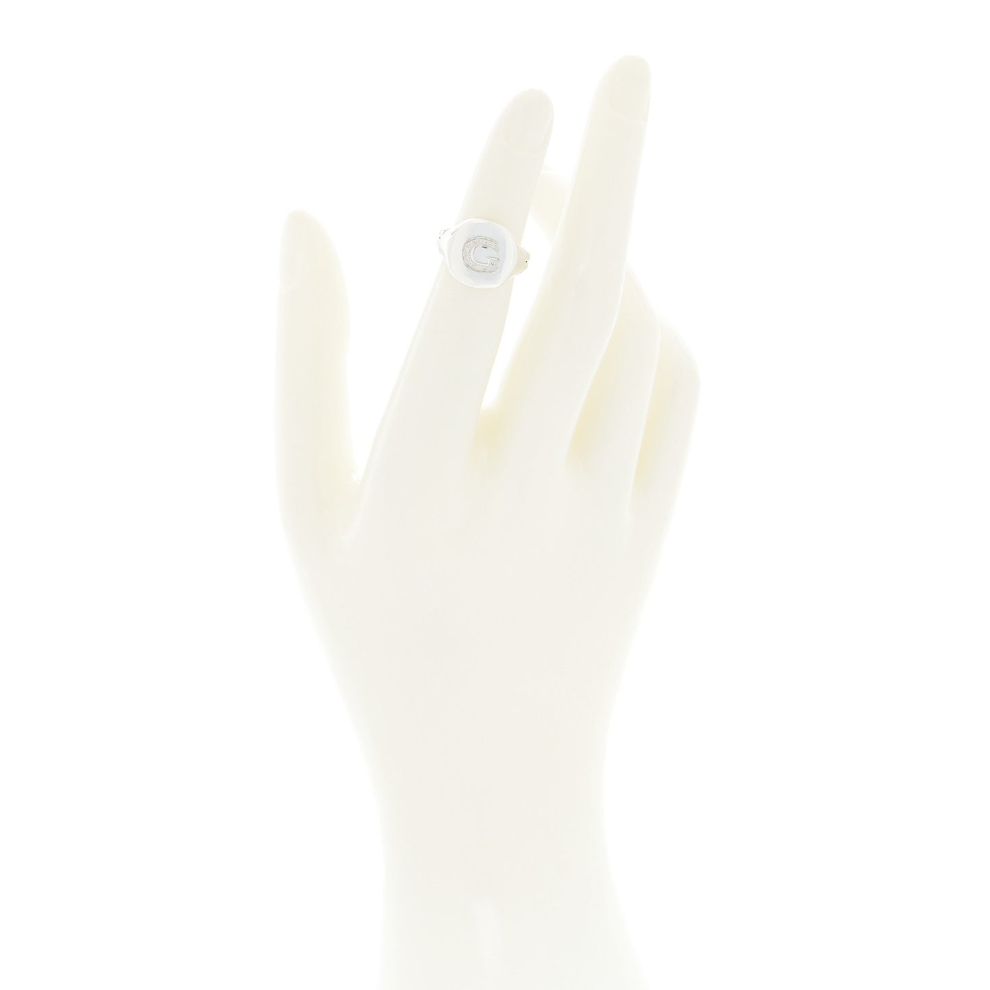 Sterling Silver Diamond 14mm Initial G Pinky Ring 46 3.75