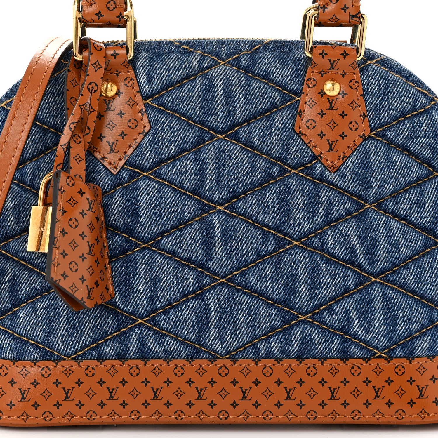 Louis Vuitton Denim Calfskin Reverse Monogram Malletage Alma BB Blue 8 of 11