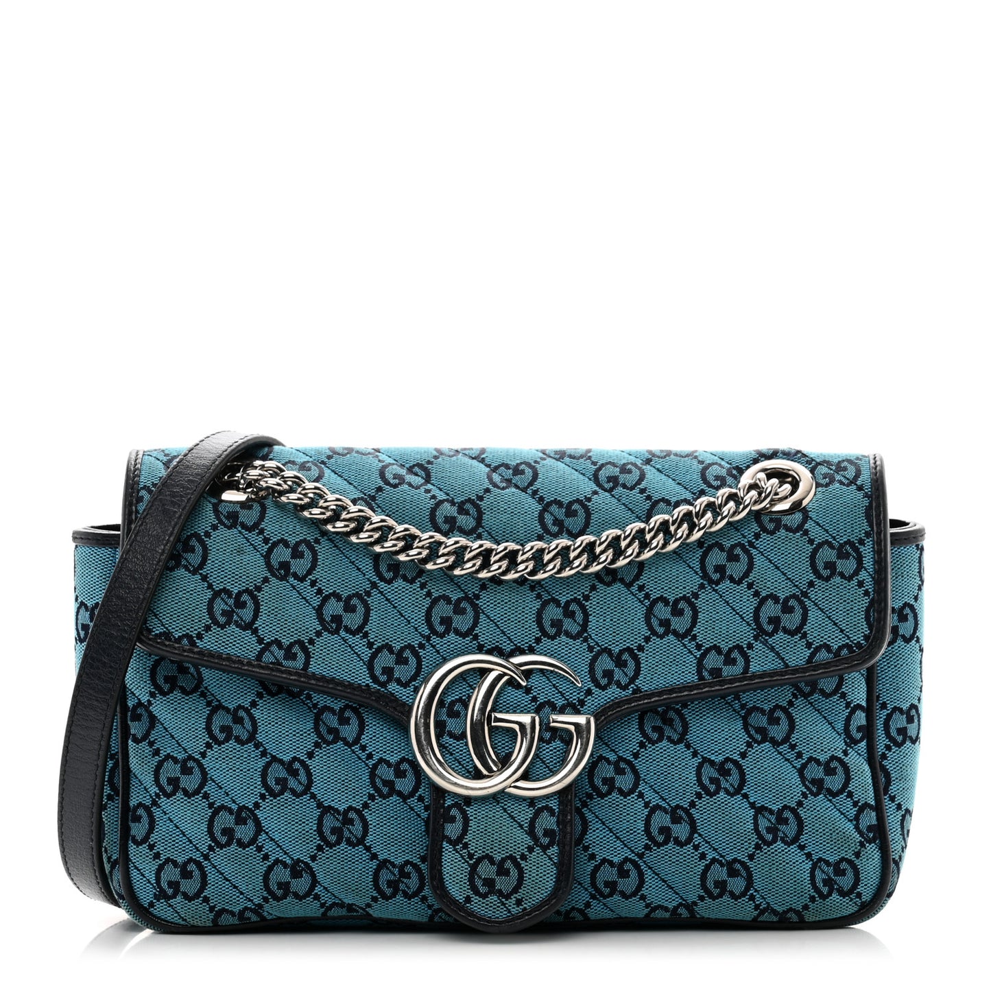 Monogram Multicolor Matelasse Diagonal Small GG Marmont Shoulder Bag Light Blue