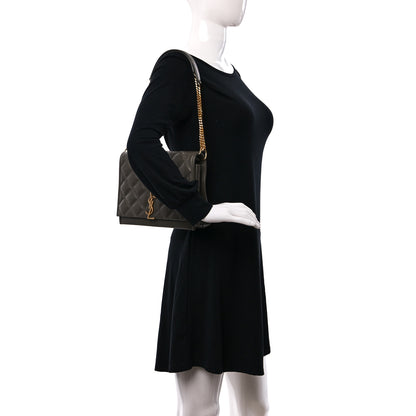 Saint Laurent Lambskin Quilted Mini Becky Chain Bag Grey Kaki 2 of 12
