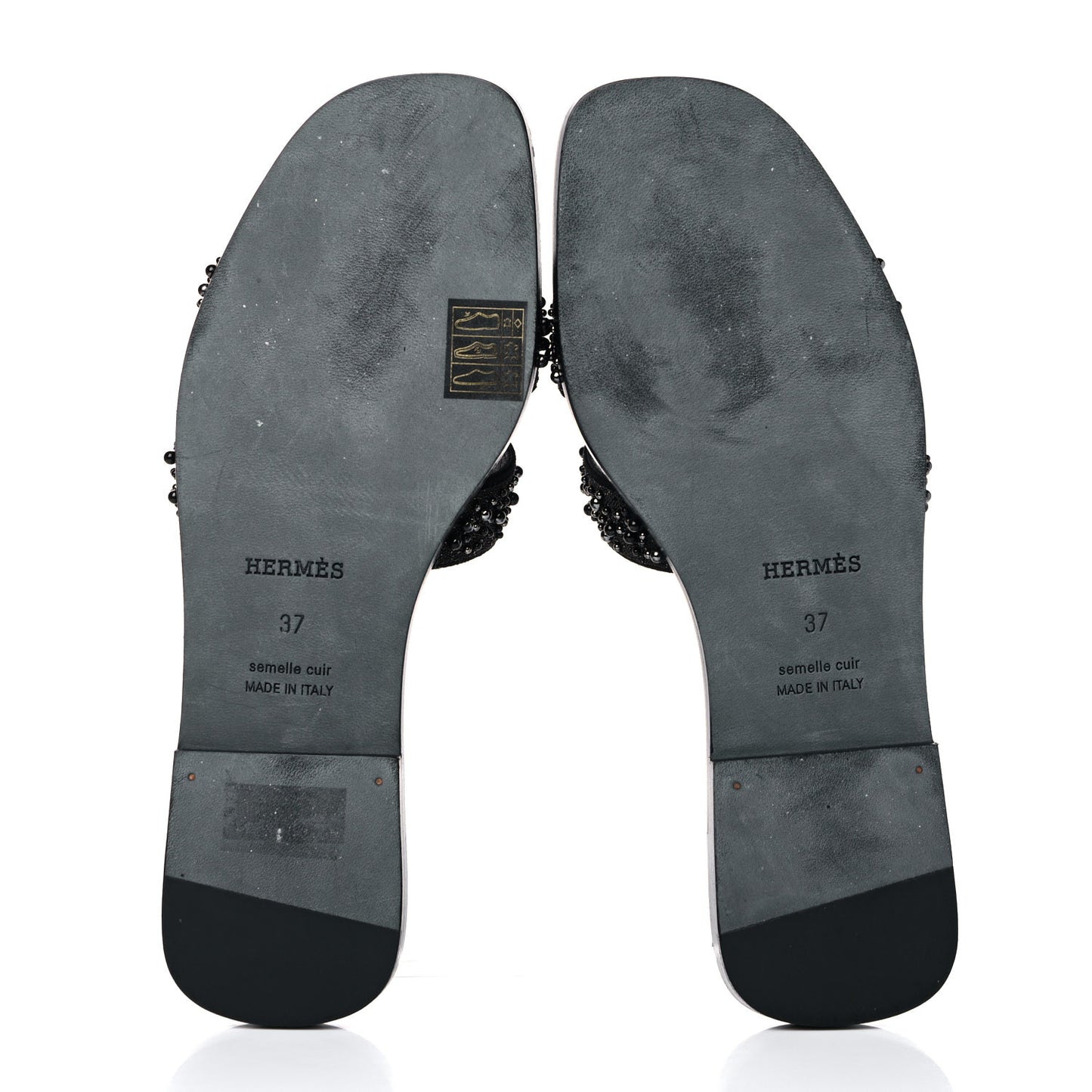 Goatskin Crystal Oran Sandals 37 Black