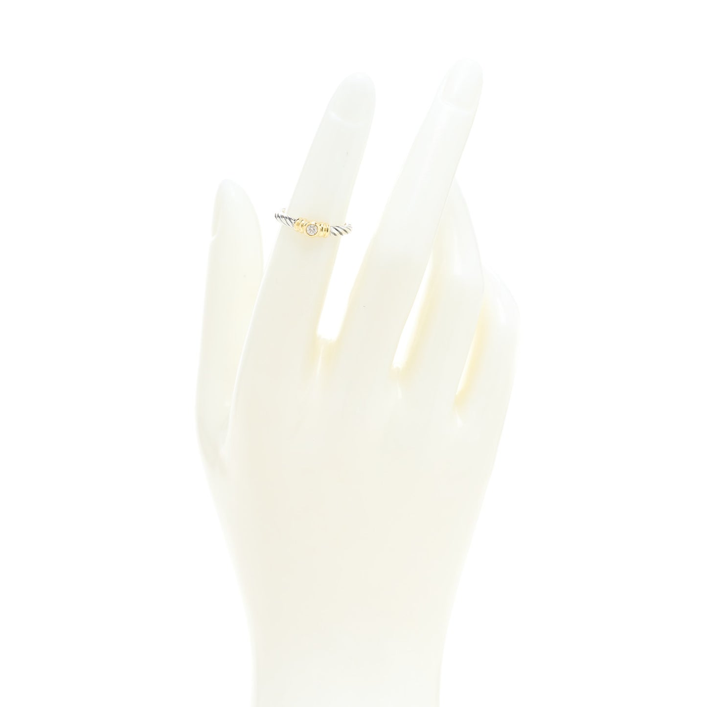 Sterling Silver 18K Yellow Gold Diamond Stack Ring 46 3.75