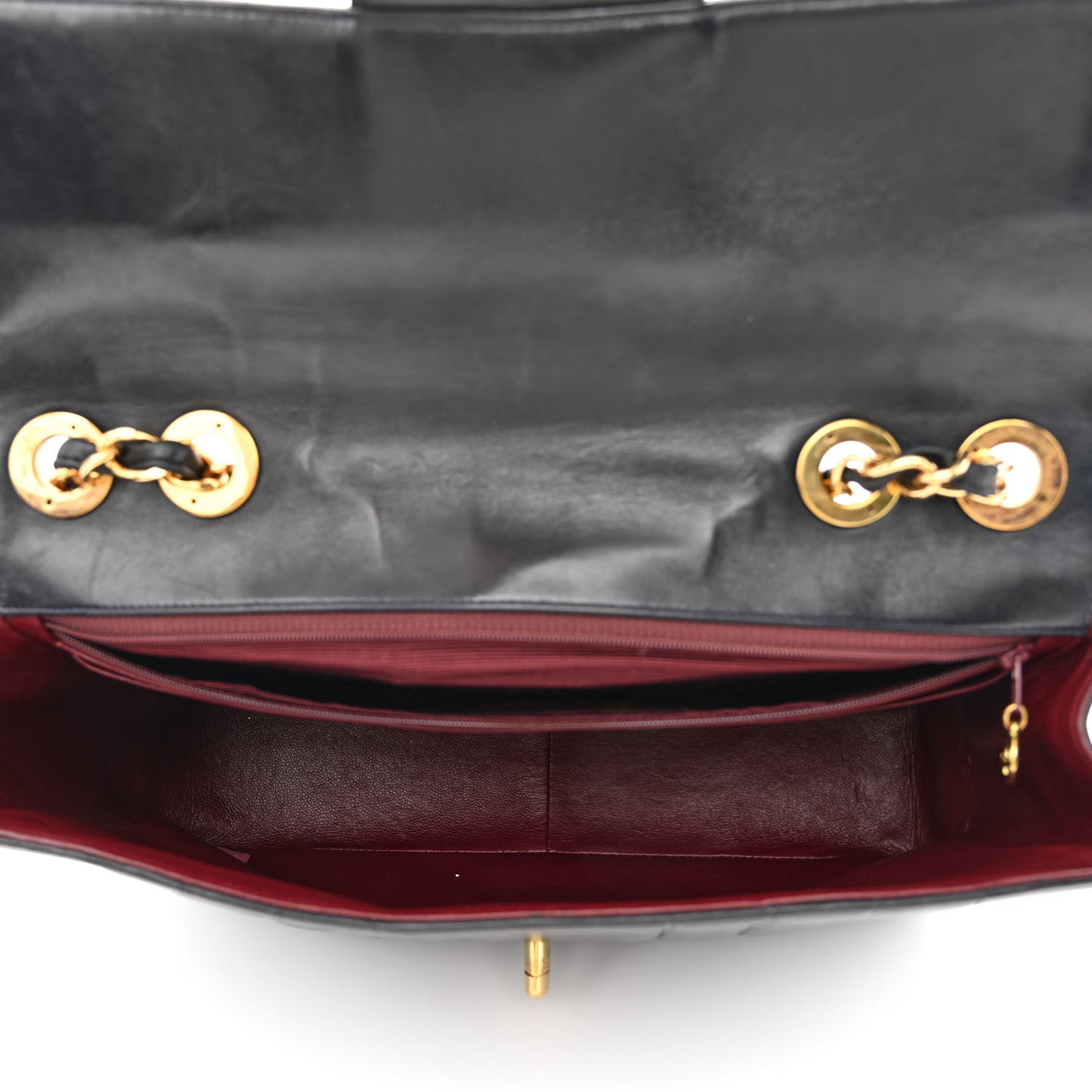 Lambskin Vertical Quilt Jumbo Single Flap Black