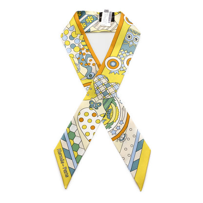 Hermes Silk Les Murmures de la Foret Twilly Jaune Vif Vert Miel 1 of 3