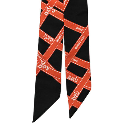 Hermes Silk Bolduc Twilly Black Orange 2 of 4