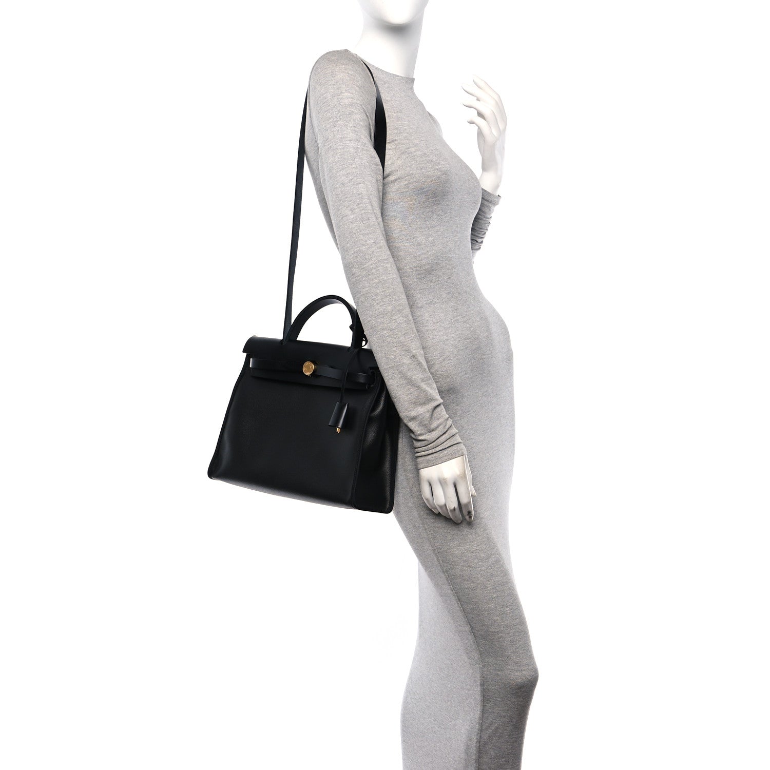Hermes Toile H Berline Vache Hunter Herbag Zip PM 31 Black Ecru 2 of 12