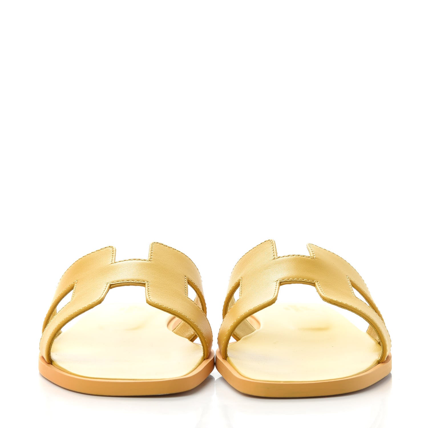 Hermes Calfskin Oran Sandals 37.5 Jaune Citron 2 of 10