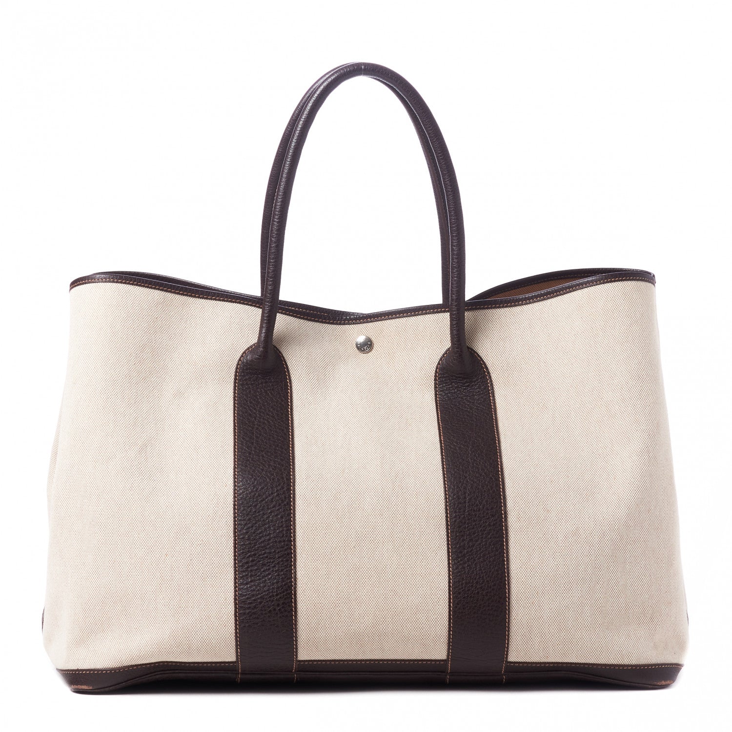 Hermes Toile Buffle Gala Garden Party Tote 49 GM Marron Fonce 1 of 7