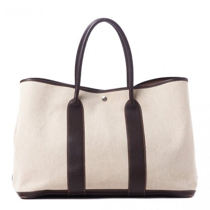 Hermes Toile Buffle Gala Garden Party Tote 49 GM Marron Fonce 1 of 7