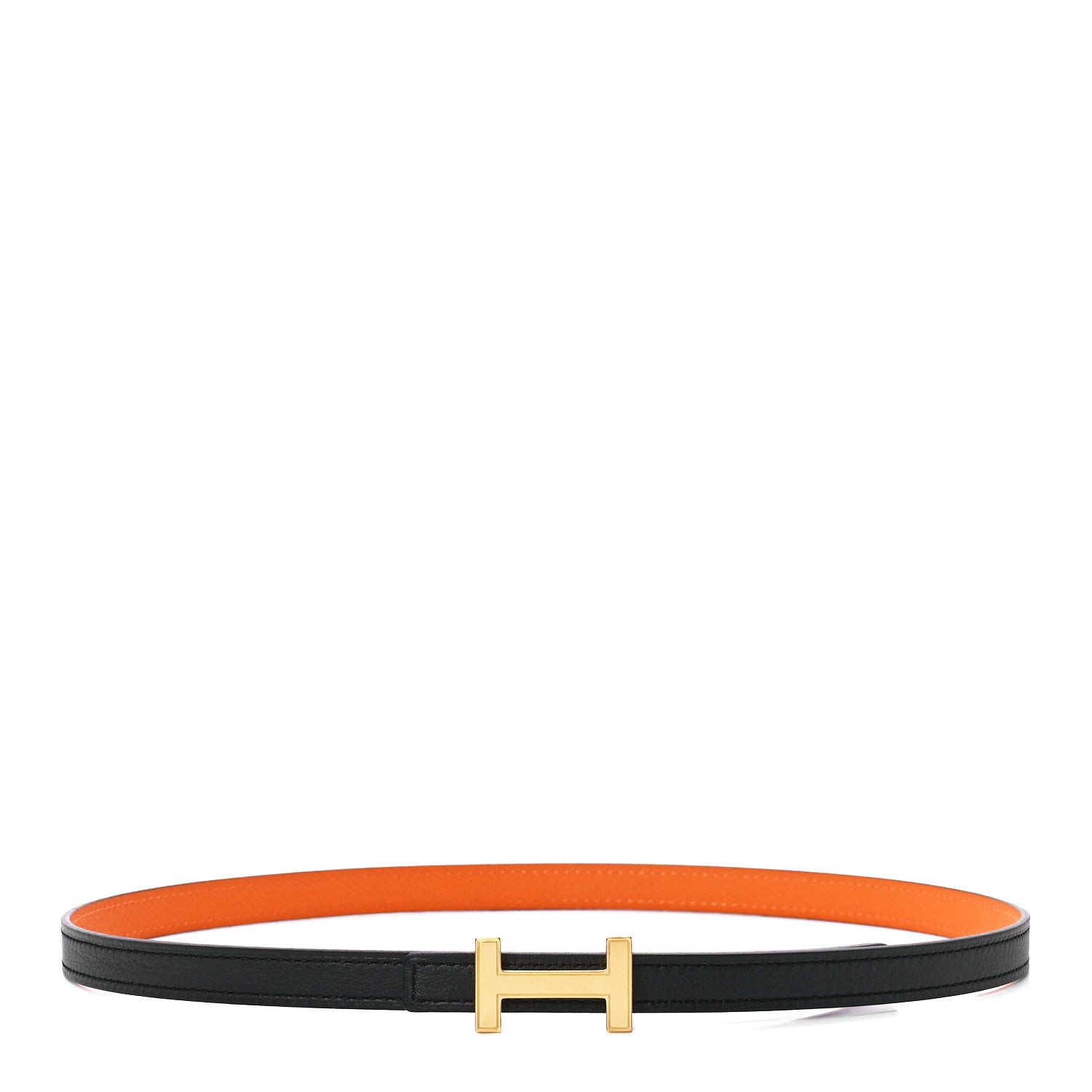 Hermes Swift Epsom 13mm Focus Belt 70 28 Black Orange 1 of 6