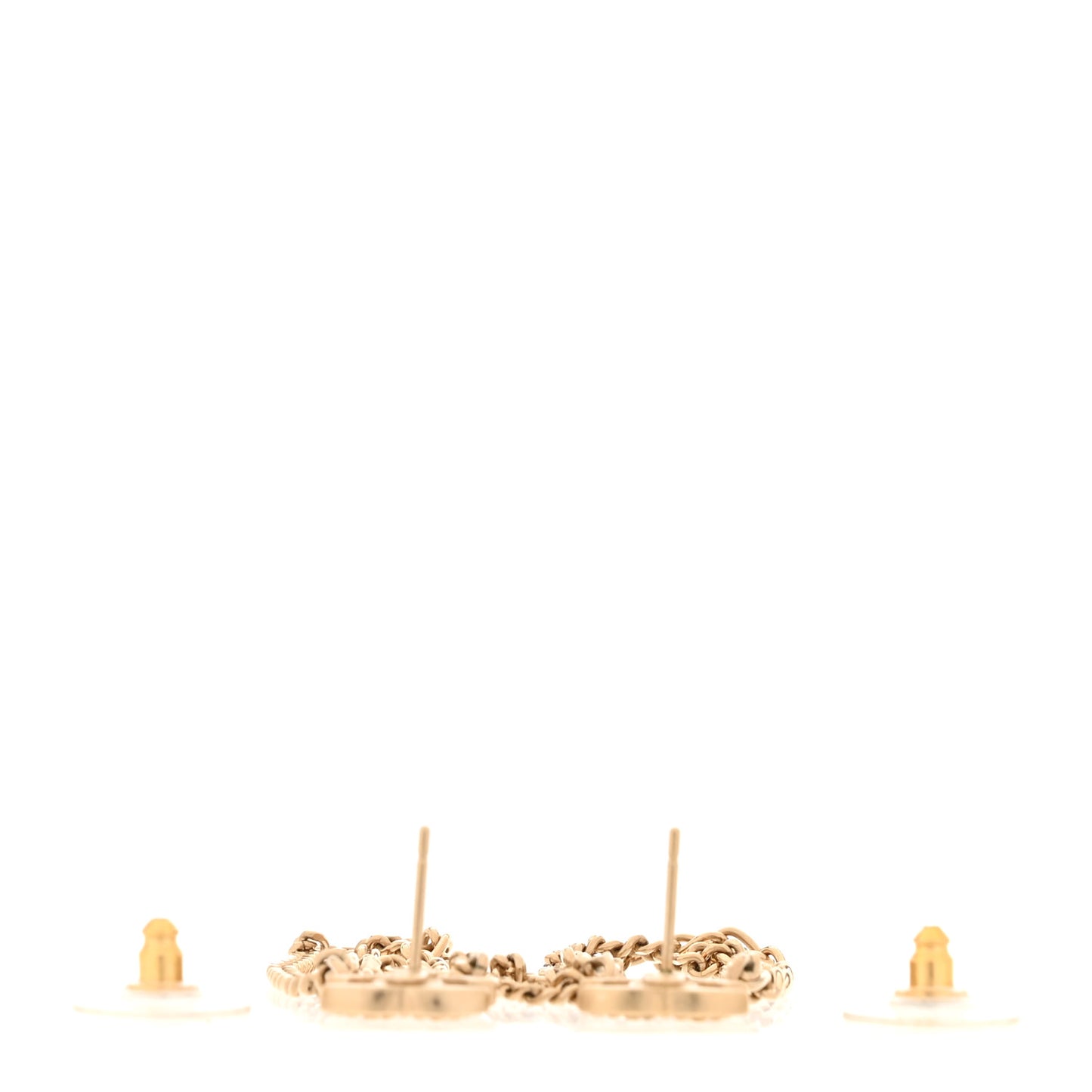 Metal CC Chain Drop Earrings Gold