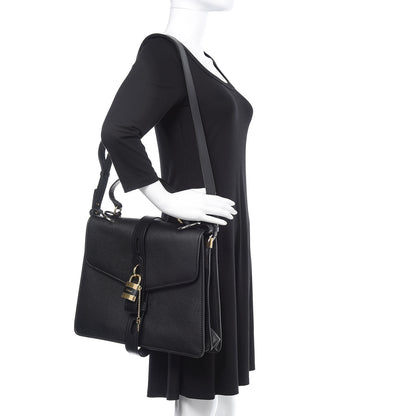 Chloe Grained Deerskin Shiny Calfskin Large Aby Day Shoulder Bag Black 2 of 15