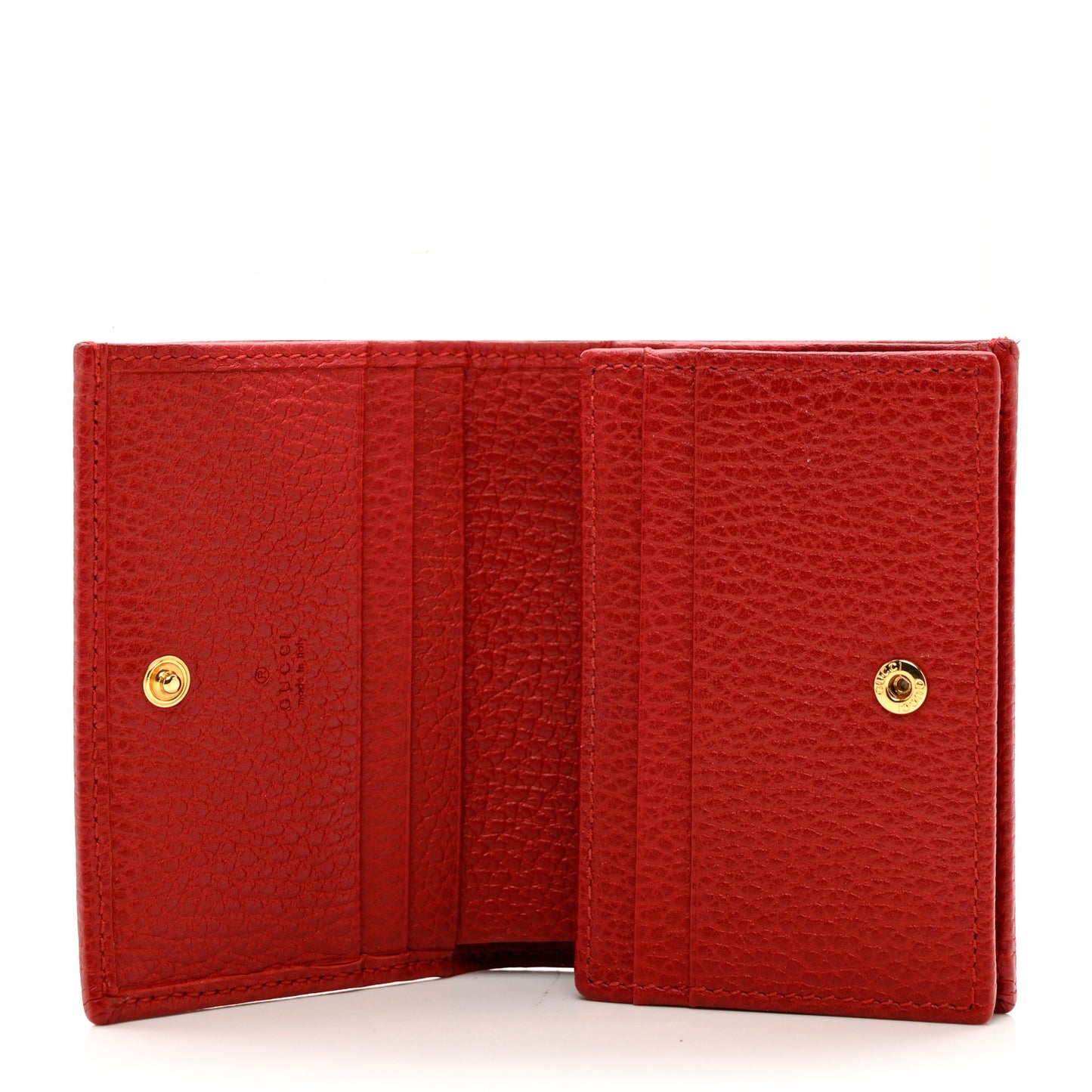 Pebbled Calfskin GG Marmont Card Case Hibiscus Red