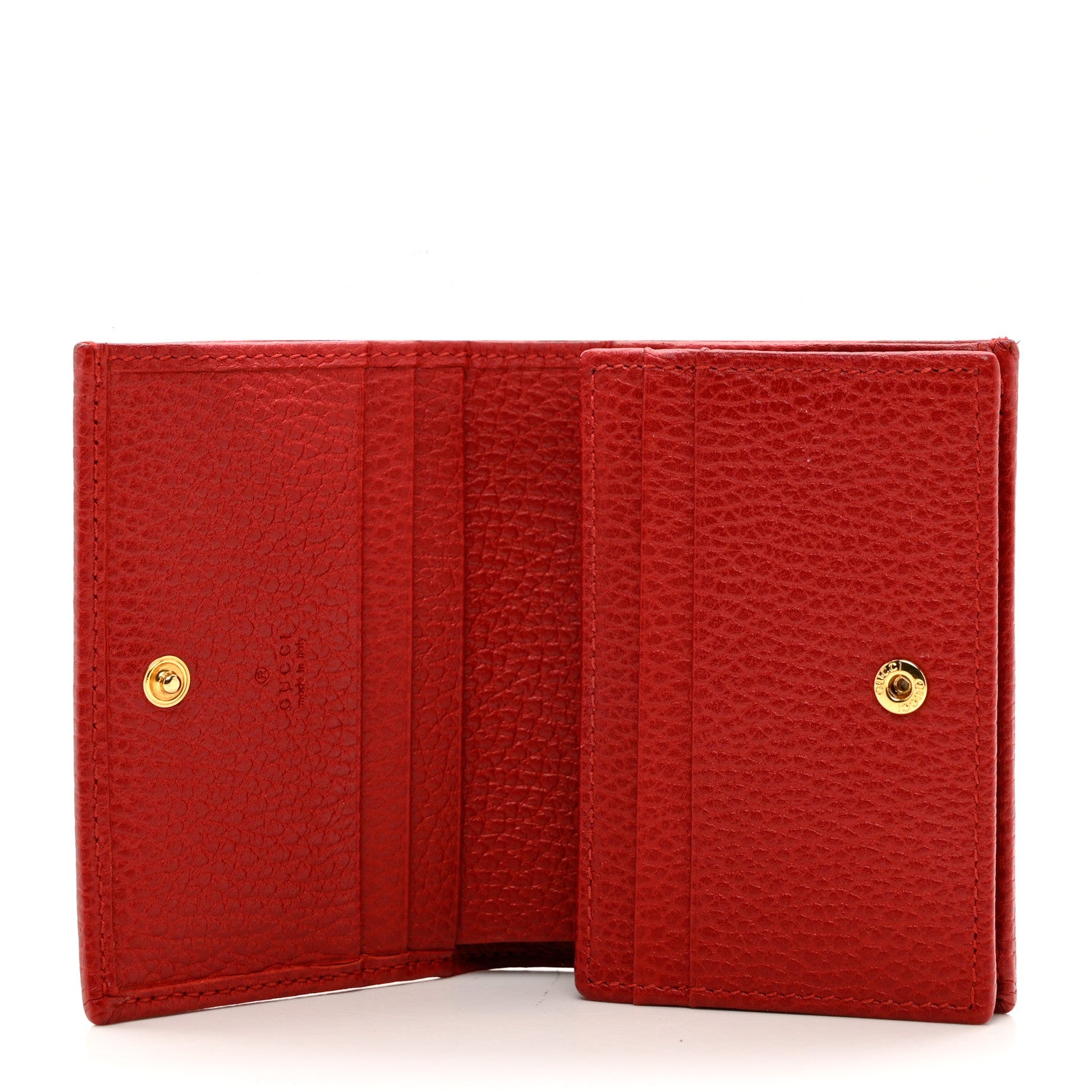 Gucci Pebbled Calfskin GG Marmont Card Case Hibiscus Red 5 of 7