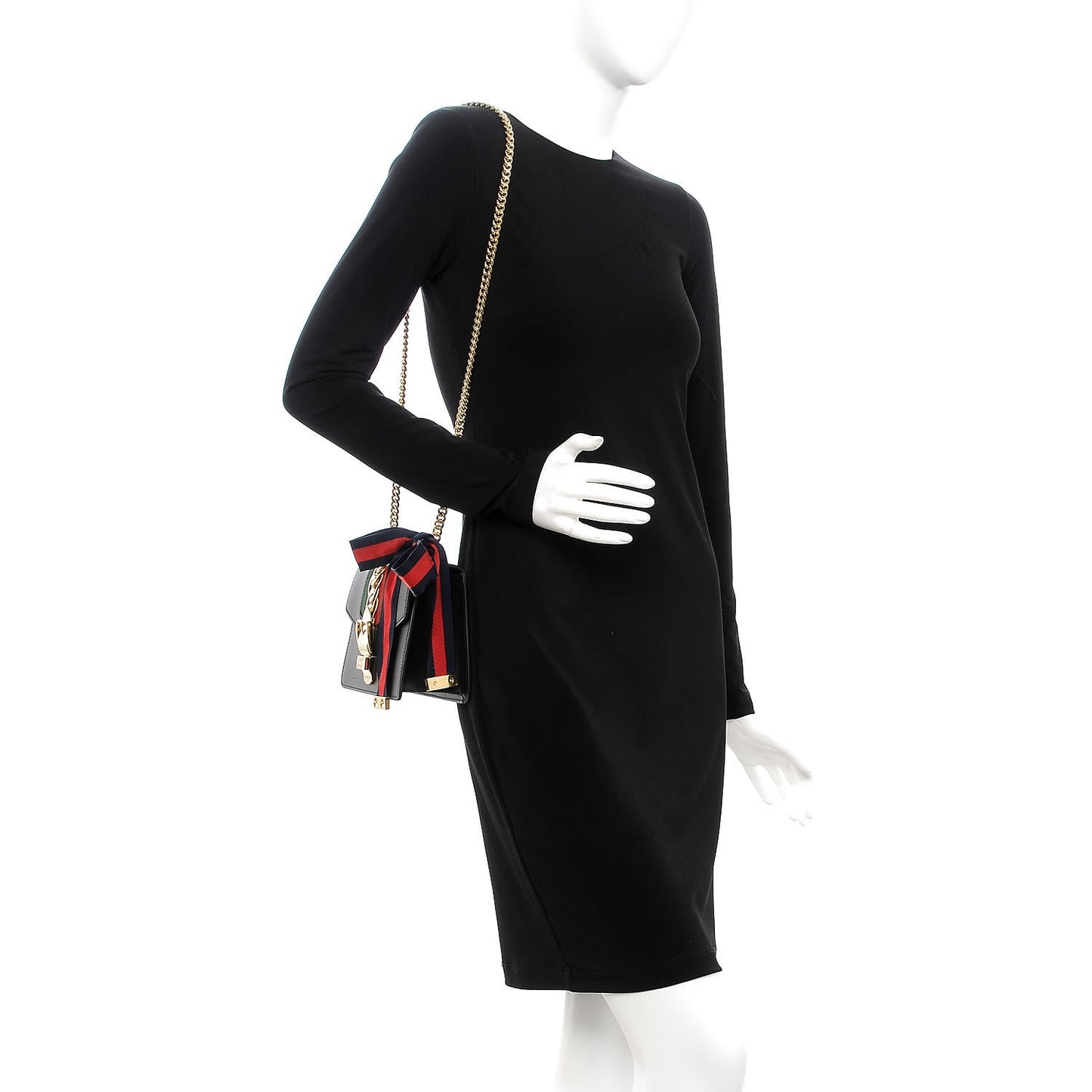 Calfskin Mini Sylvie Chain Shoulder Bag Black