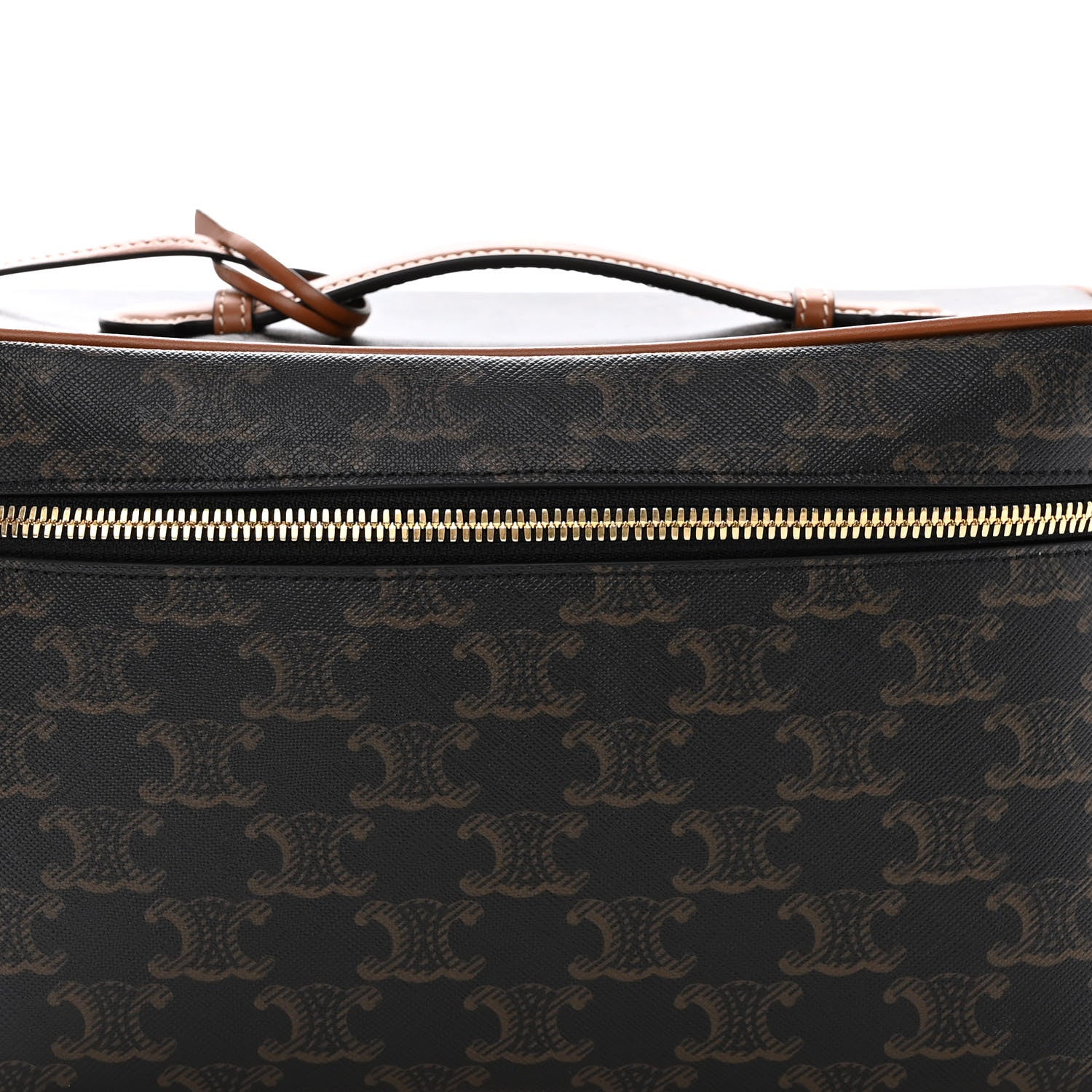 Celine Triomphe Canvas Calfskin Vanity Case Tan 7 of 12
