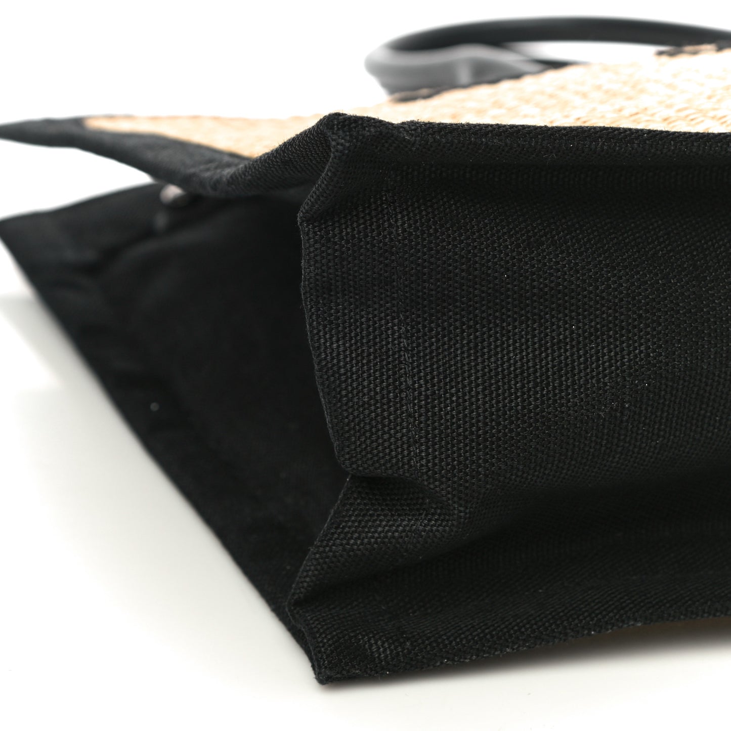 Raffia Linen Calfskin Rive Gauche Tote Naturale Black