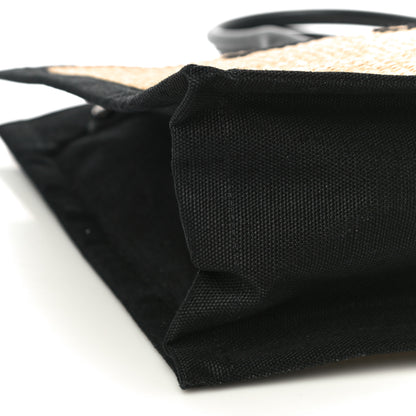 Saint Laurent Raffia Linen Calfskin Rive Gauche Tote Naturale Black 7 of 8