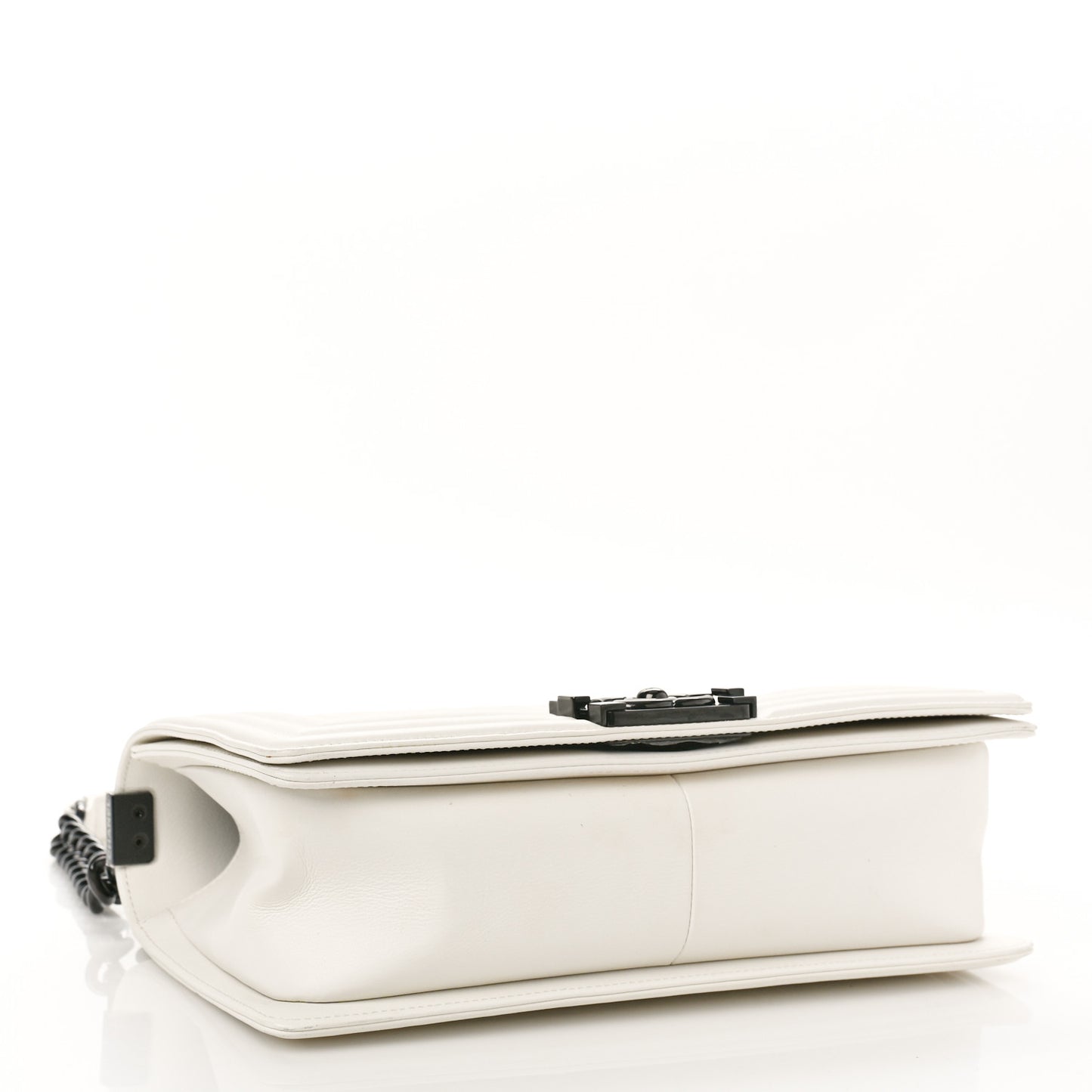 Calfskin Quilted Medium Boy Flap White