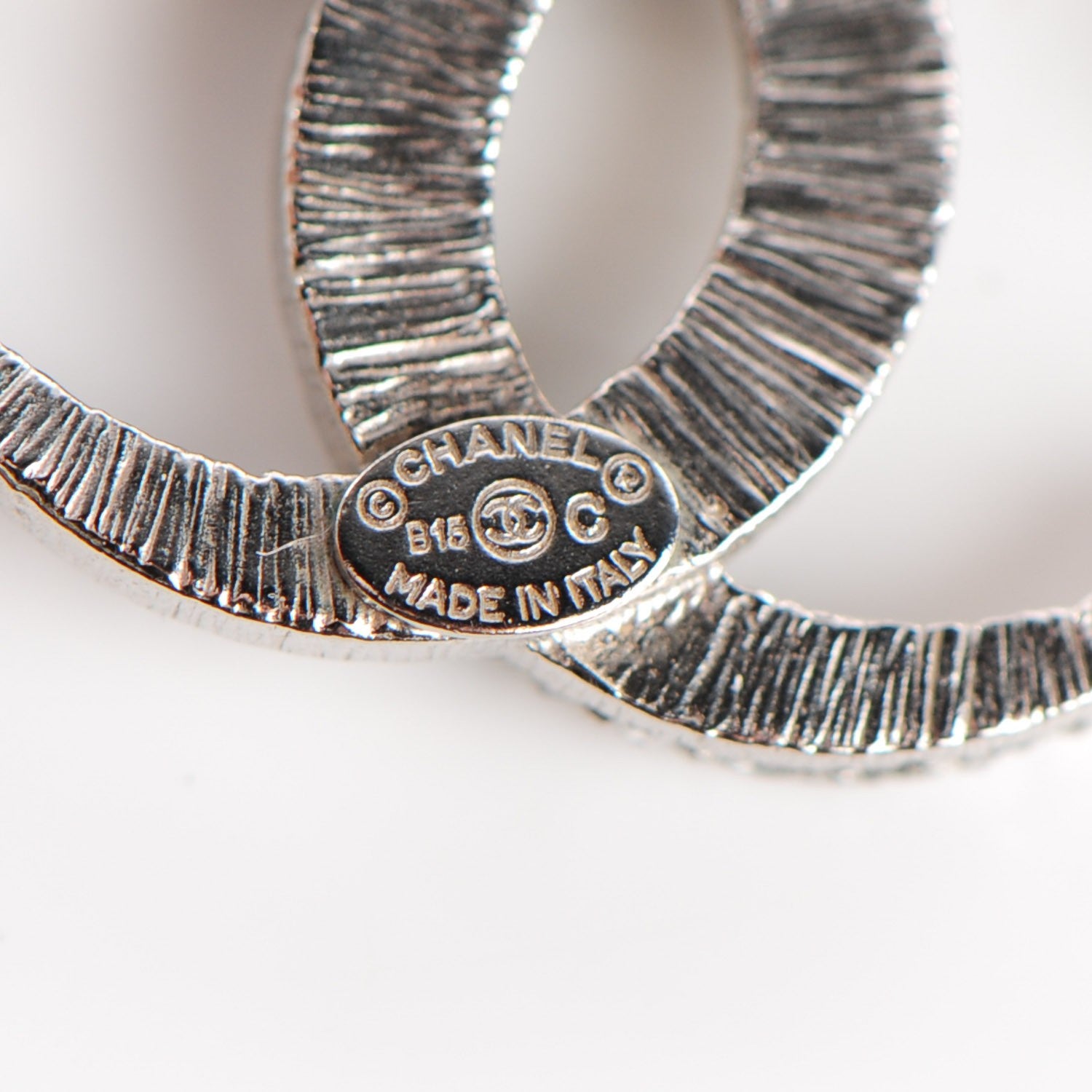 Chanel Crystal CC Moon Earrings Silver 4 of 5