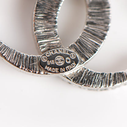 Chanel Crystal CC Moon Earrings Silver 4 of 5