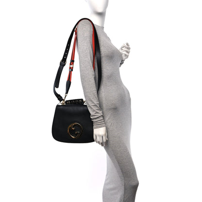 Gucci Roxy Calfskin Web Medium Studded Blondie Shoulder Flap Bag Black 2 of 11