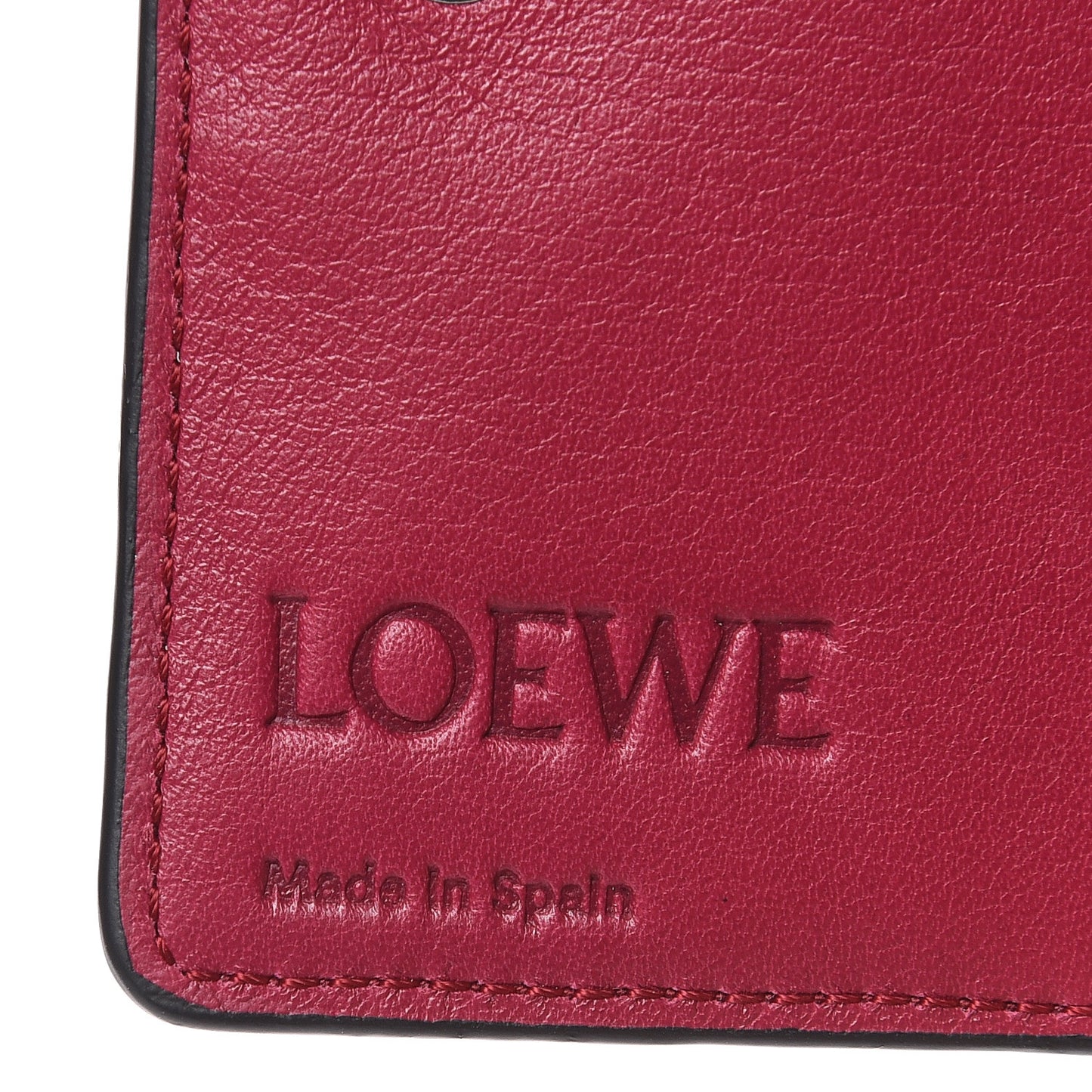 Calfskin Embossed Compact Zip Wallet Raspberry