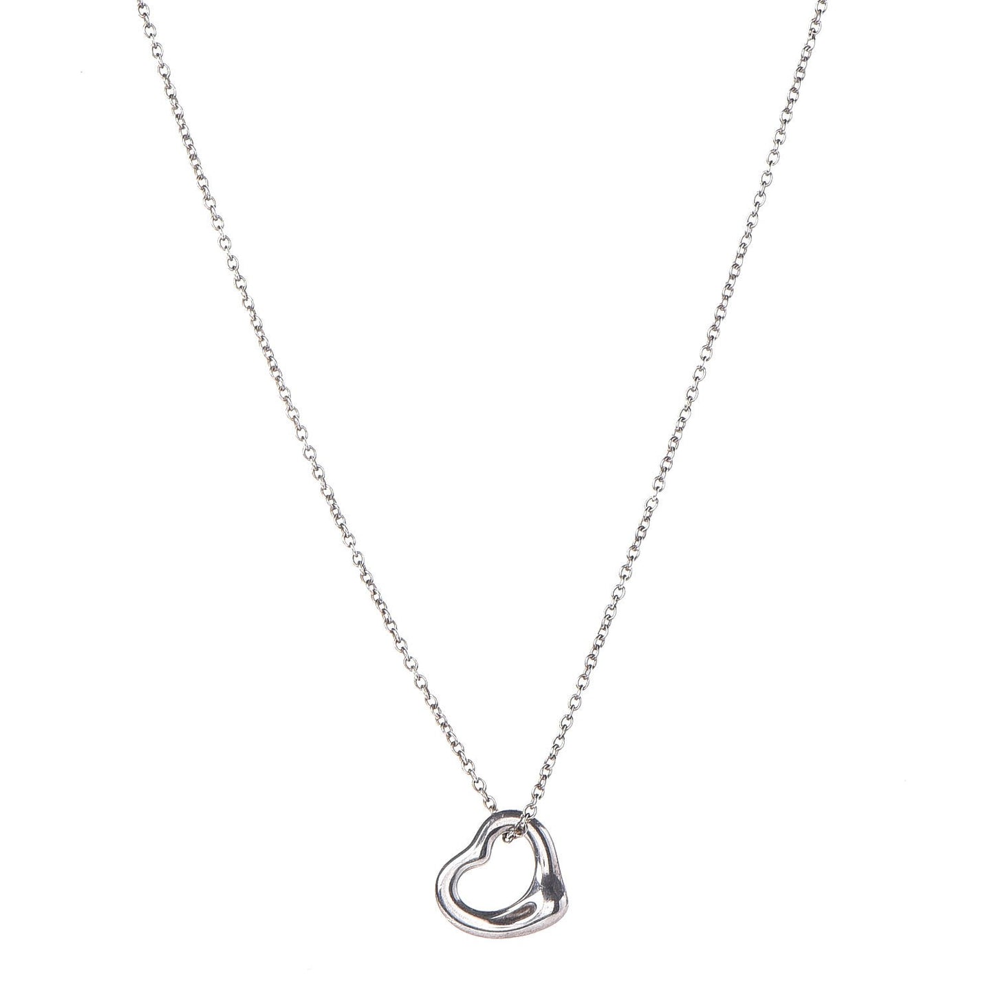 Sterling Silver 11mm Elsa Peretti Open Heart Pendant Necklace