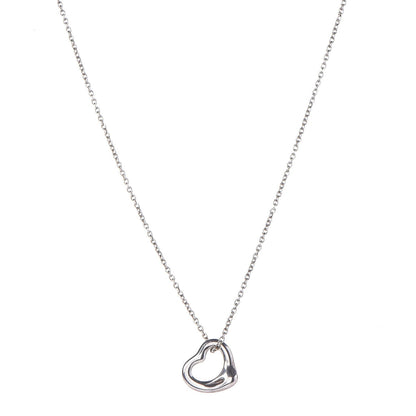 Tiffany Sterling Silver 11mm Elsa Peretti Open Heart Pendant Necklace 1 of 7