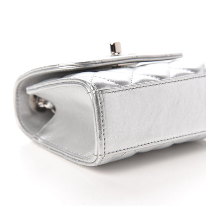 Chanel Metallic Lambskin Quilted Mini Trendy CC Clutch With Chain Silver 6 of 11